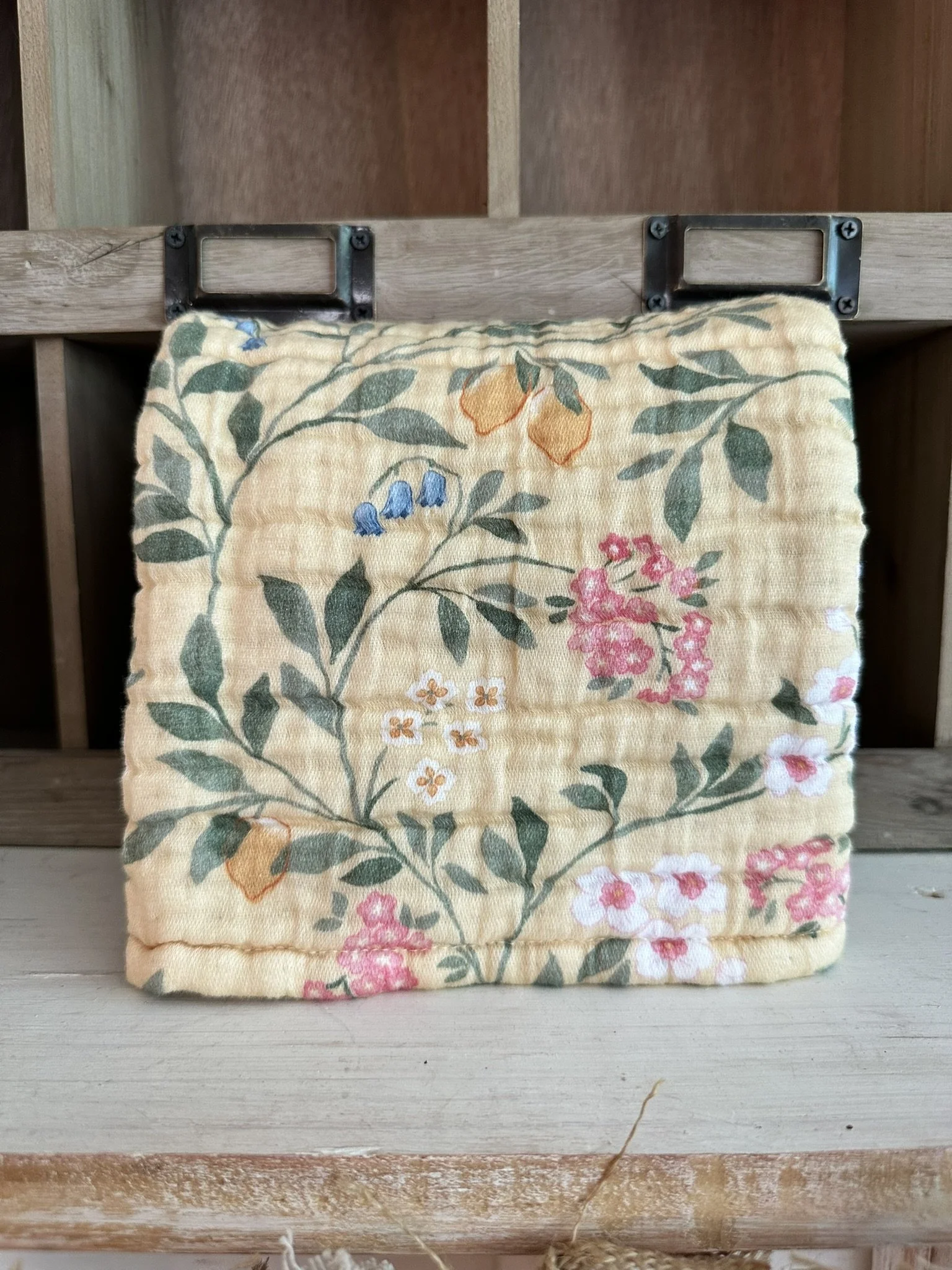 Textured Flower Dish Towel- Buttercream Yellow