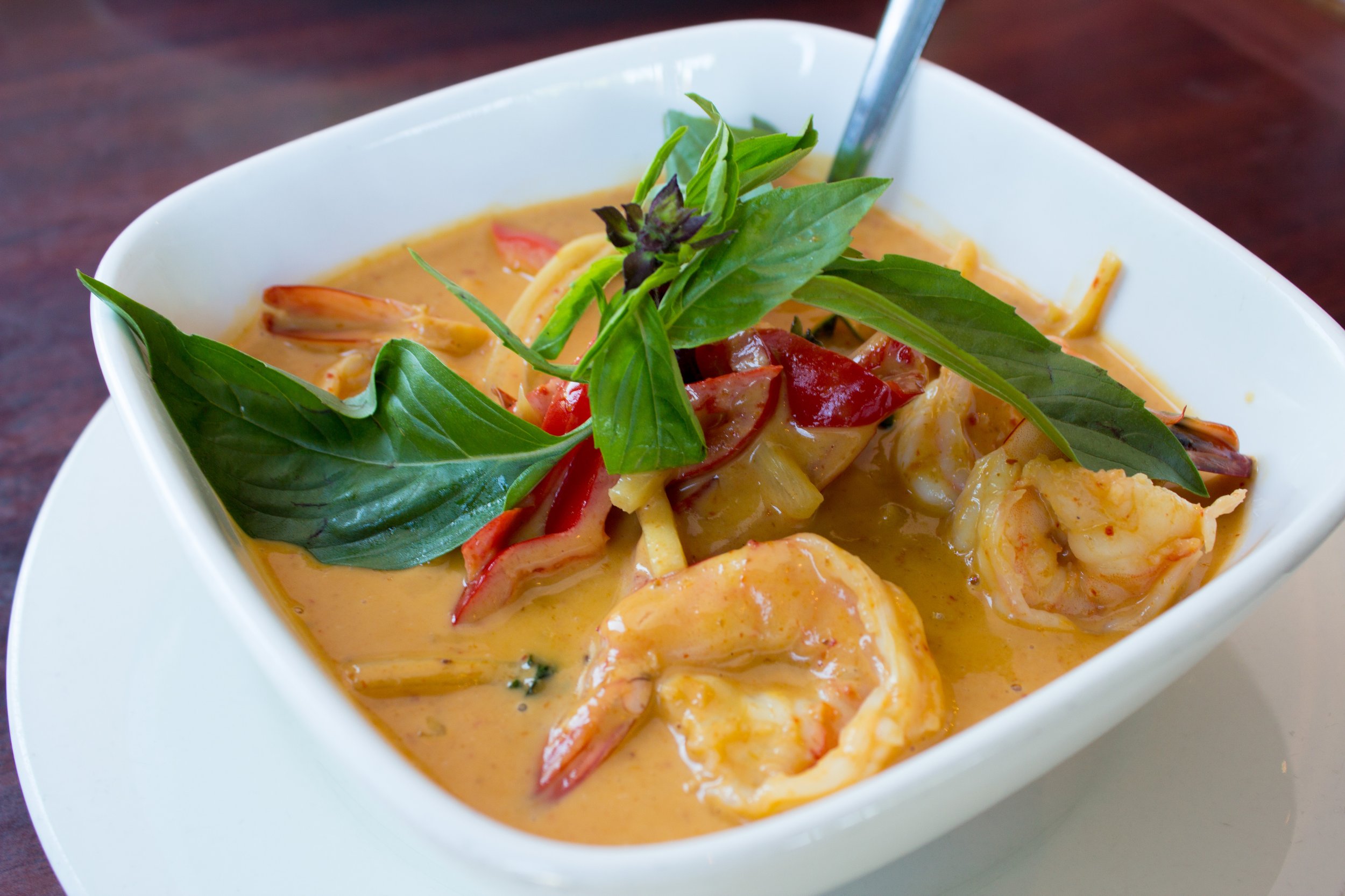 Panang Curry with shrimp and Thai basil