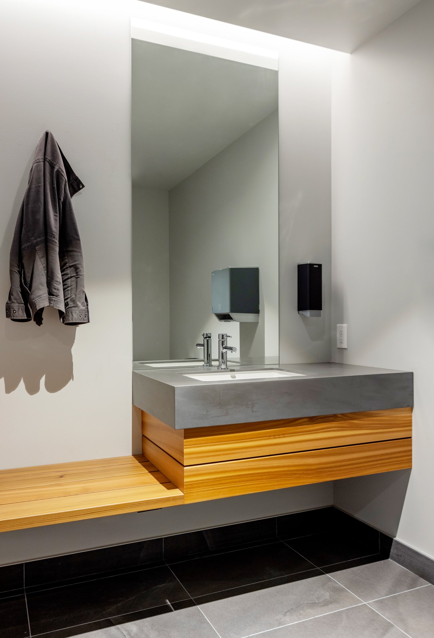 SRAM Material or texture detail, commercial interior design in North Vancouver, BC by LRD Studio. Photography by Janis Nicolay.