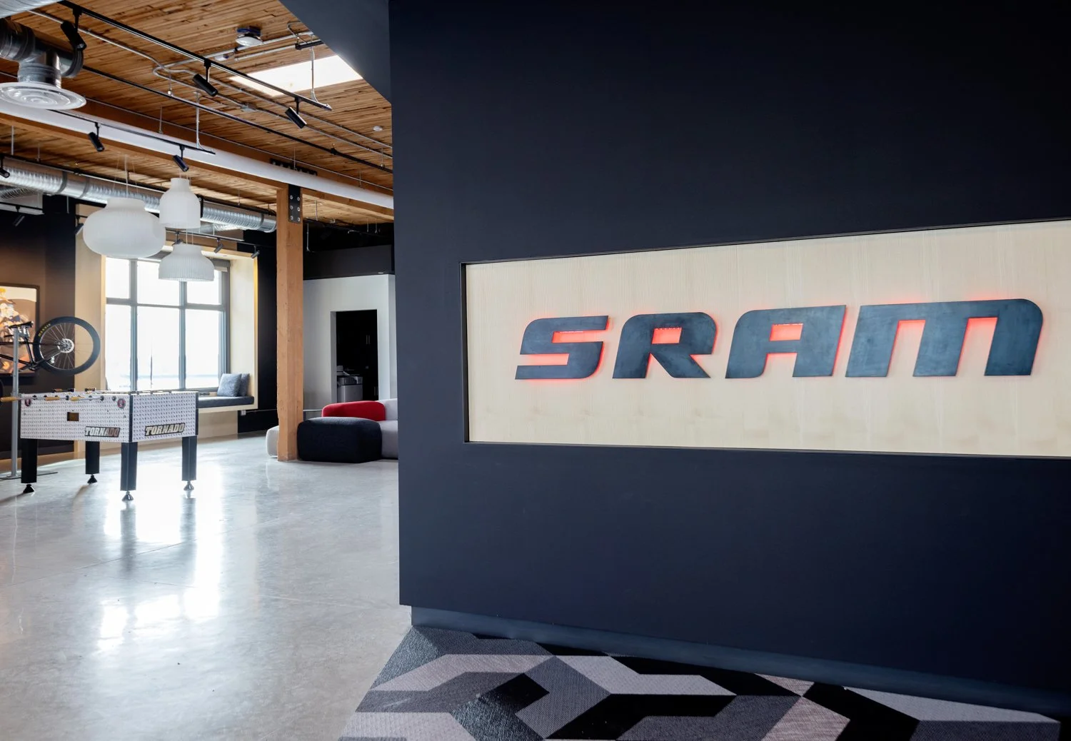 SRAM Material or texture detail, commercial interior design in North Vancouver, BC by LRD Studio. Photography by Janis Nicolay.