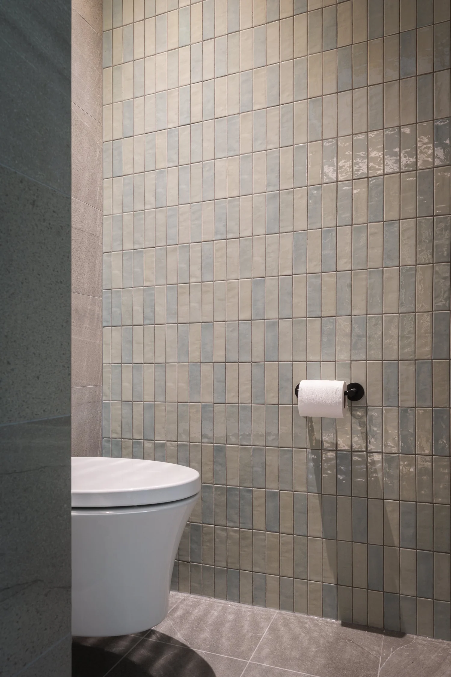 Tapleys Zellige tile close-up showing Moroccan-style organic texture variation — full renovation interior design in Whistler, BC by LRD Studio. Photography by Matt Anthony.