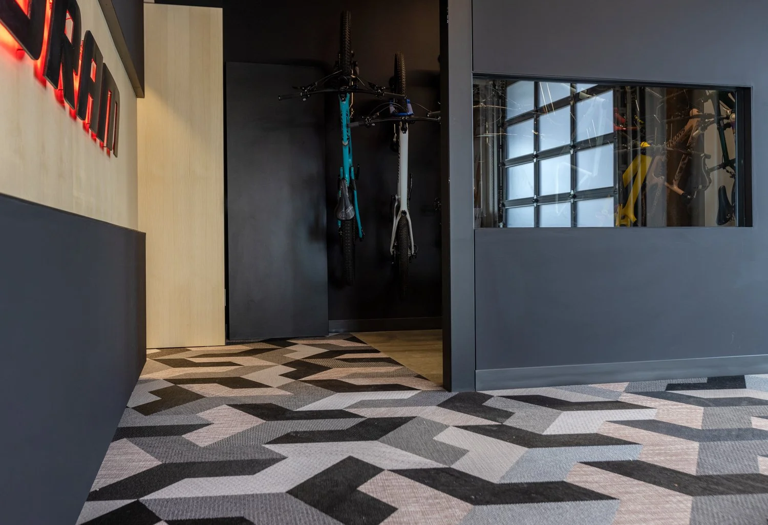 SRAM Material or texture detail, commercial interior design in North Vancouver, BC by LRD Studio. Photography by Janis Nicolay.