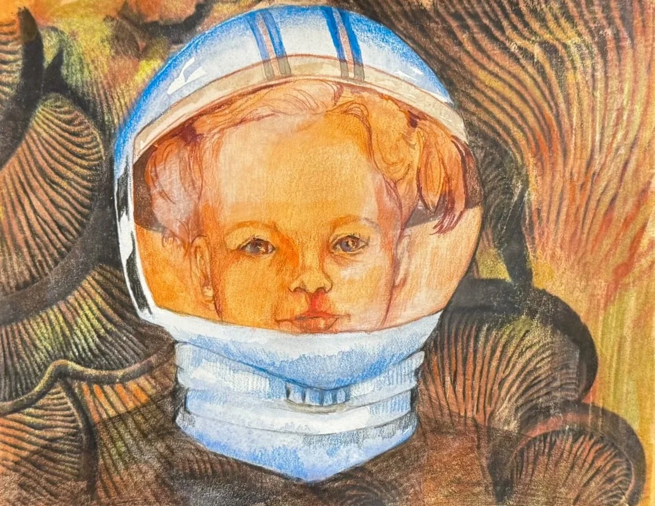Be careful, 10 1/4 x 8", Acetone transfer with watercolor and colored pencil on Arches paper