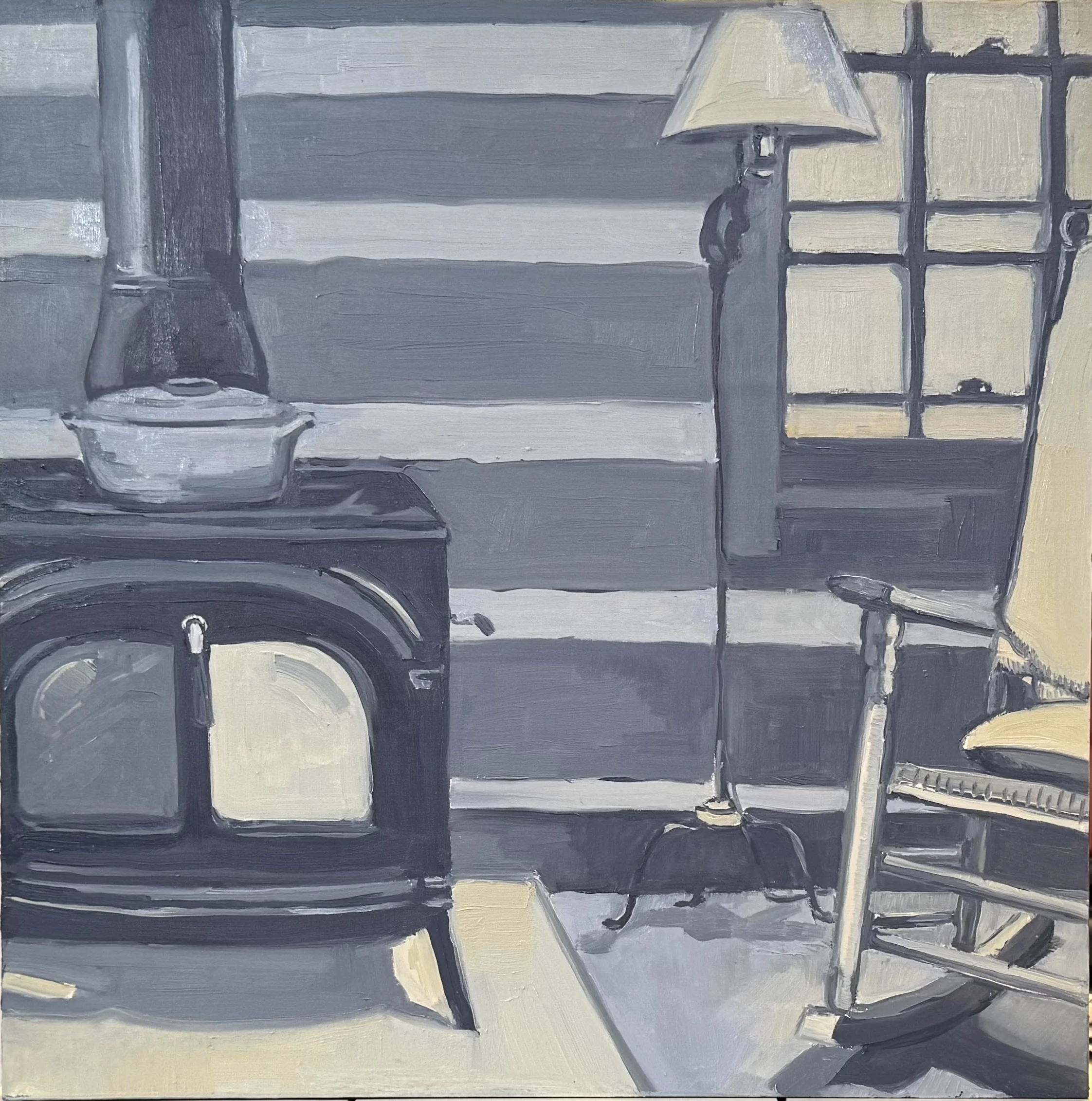 Potbelly Stove, 12 x 12", oil on board