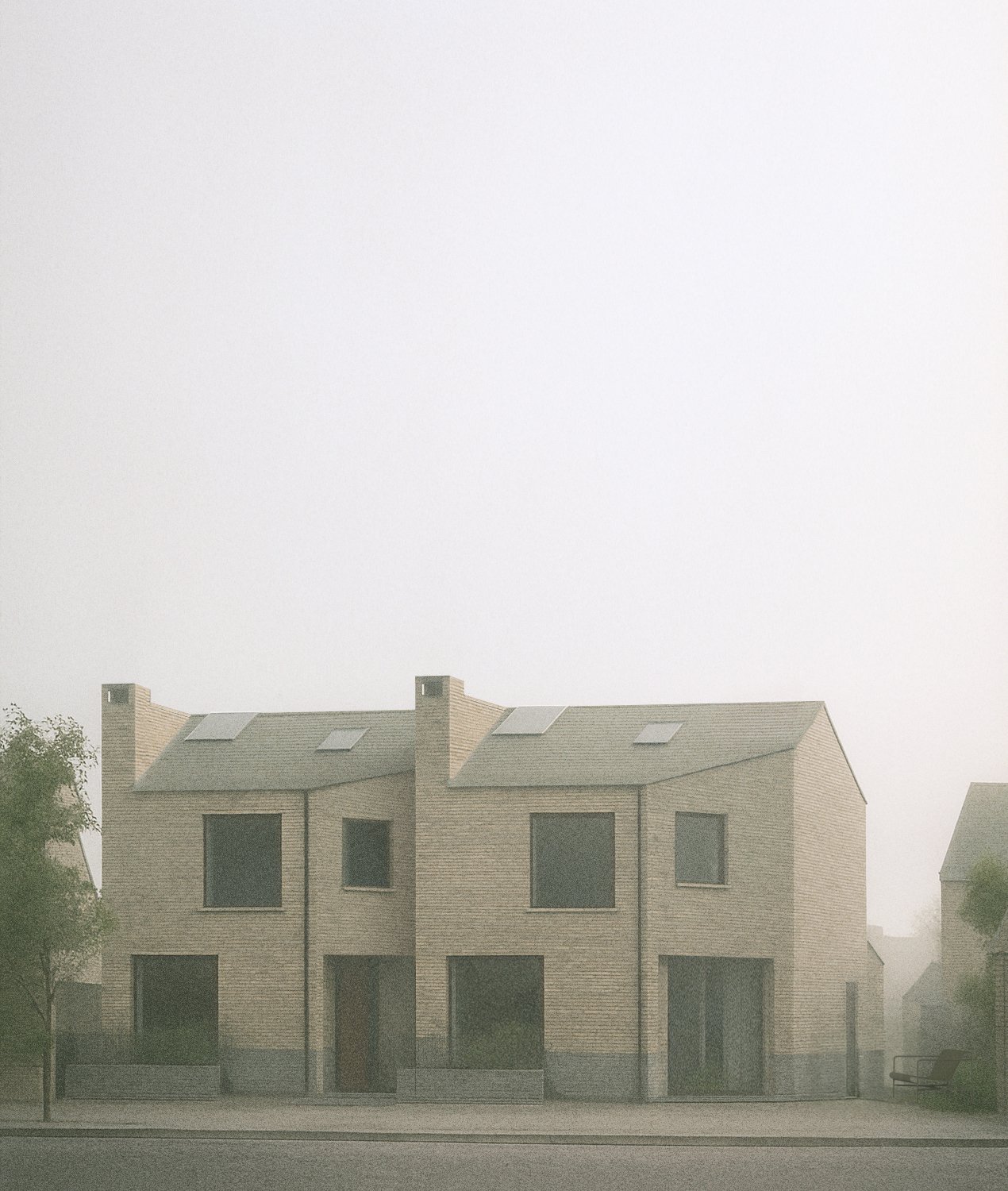 Pair of carefully detailed contemporary brick houses in London