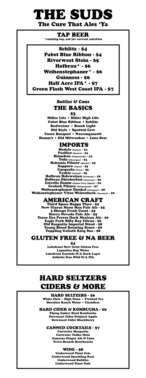 Drink Menus — Archie's Flat Top