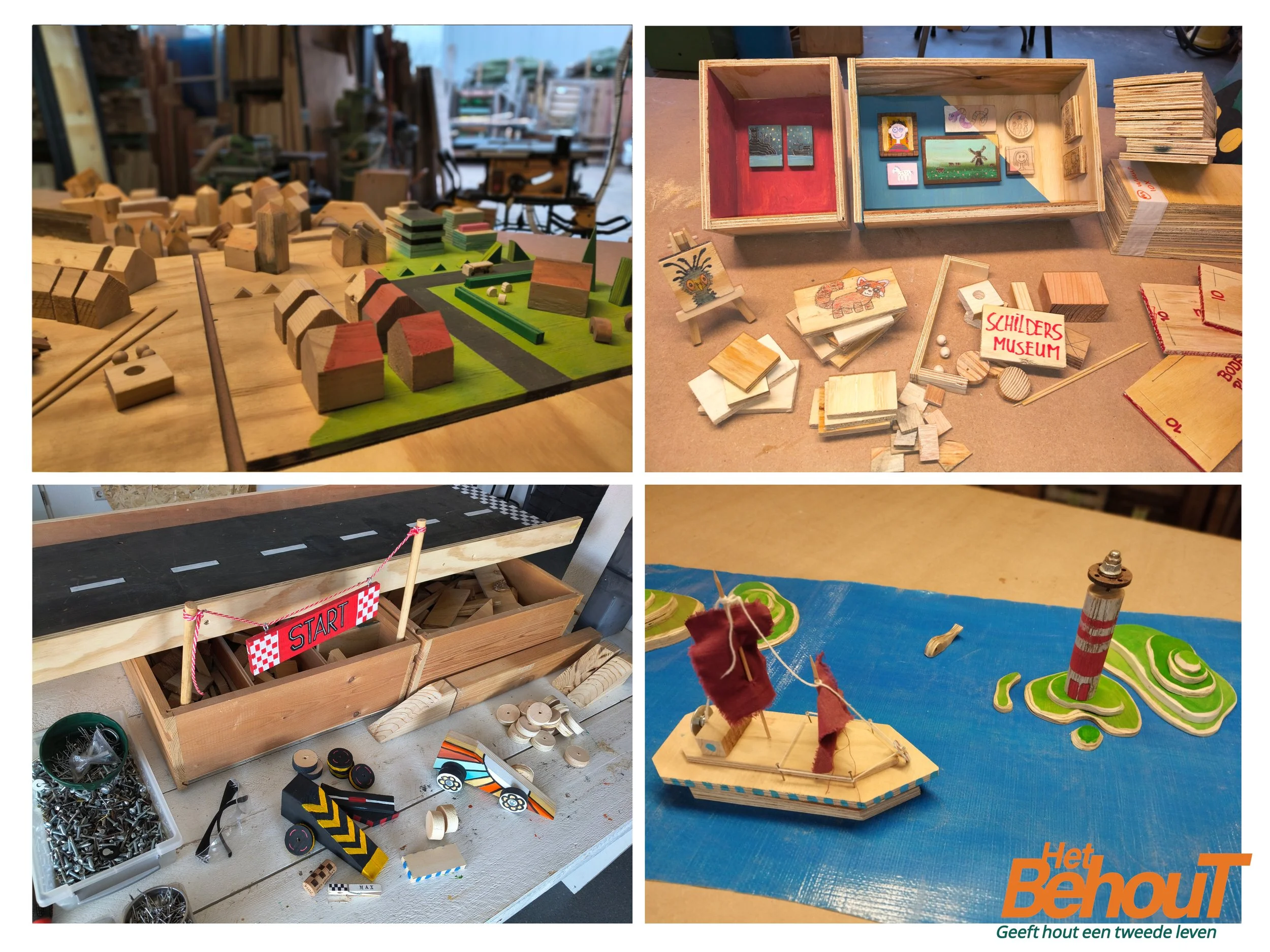 ontwerp je eigen wereld (stad, museum, fantasie) van circulair hout