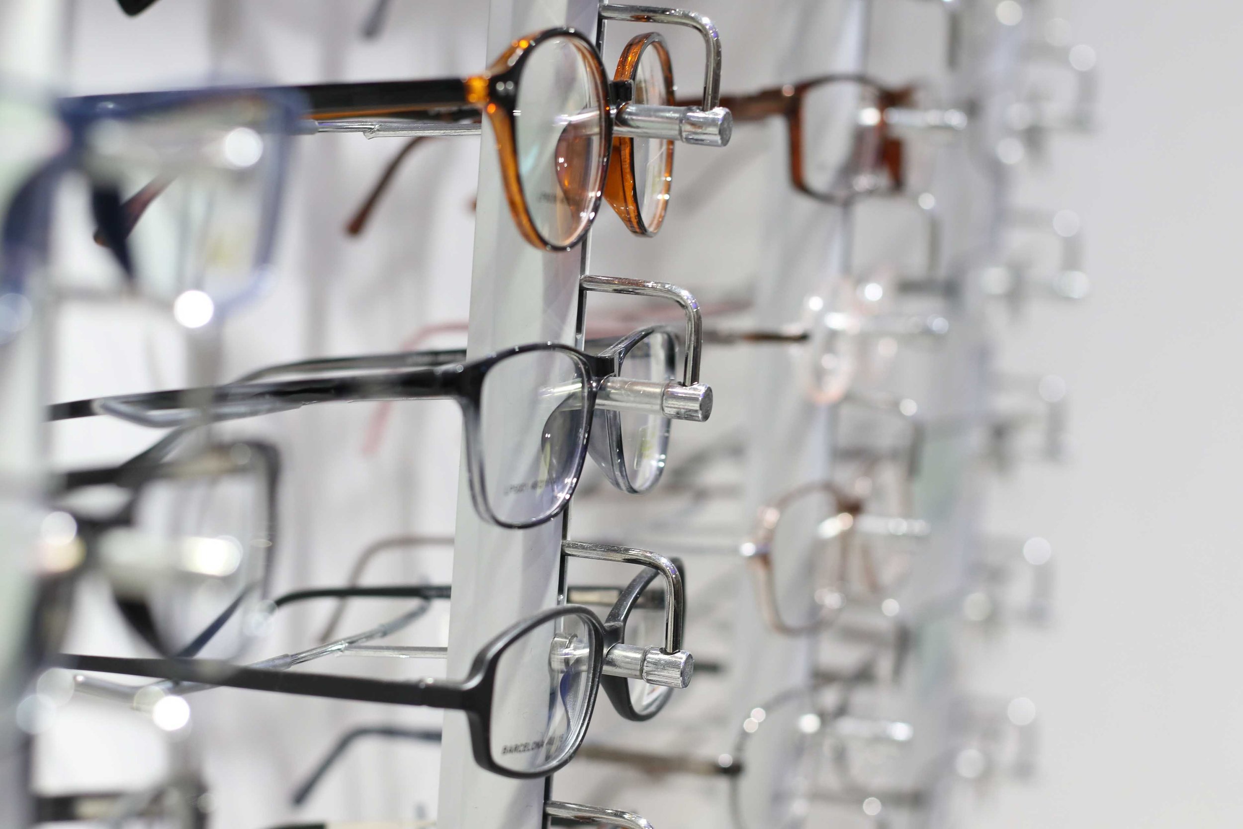 Glasses displayed on the wall