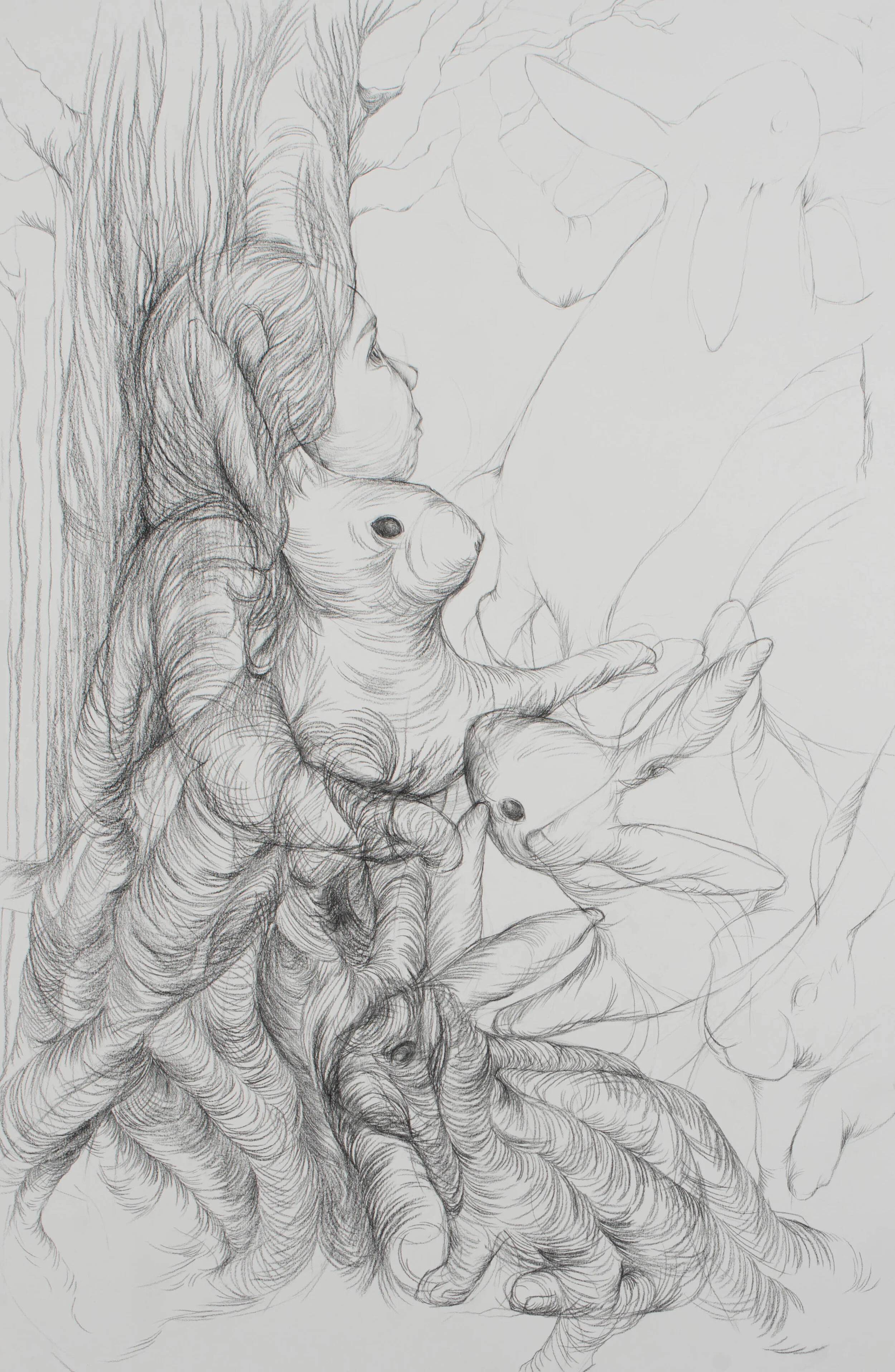 Safe Space, Charcoal Pencil on Paper, 26" x 40", 2018