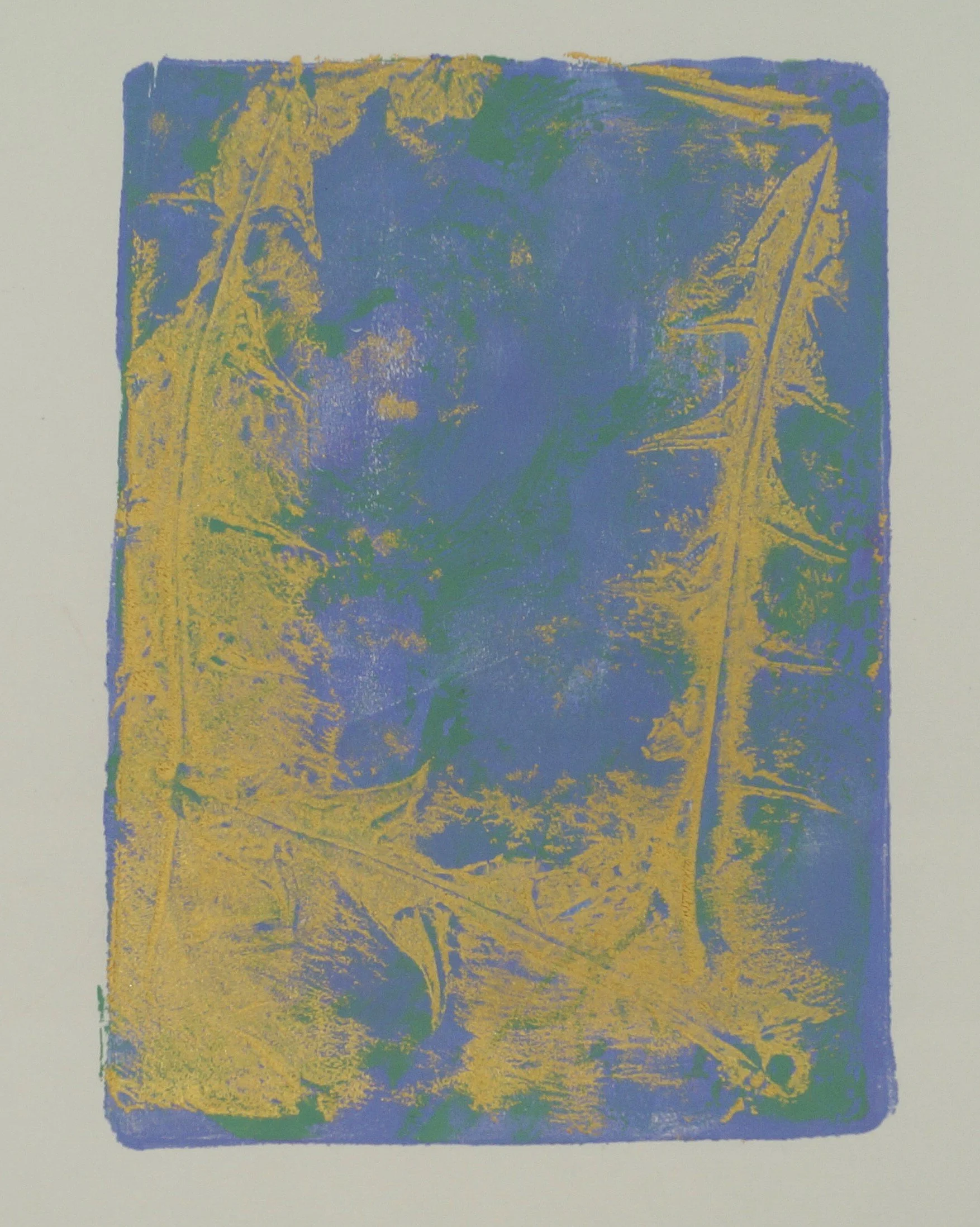 Golden Leaves, Monoprint, 2024