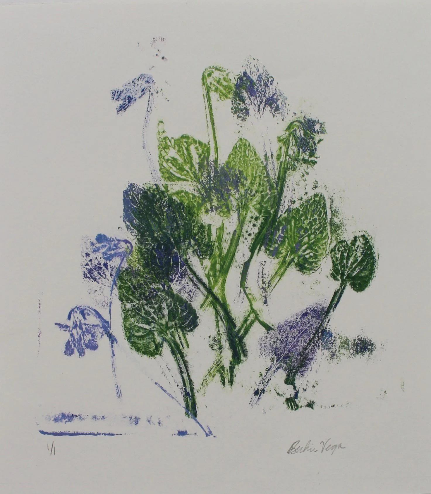 Violets Forever, Monoprint, 2024