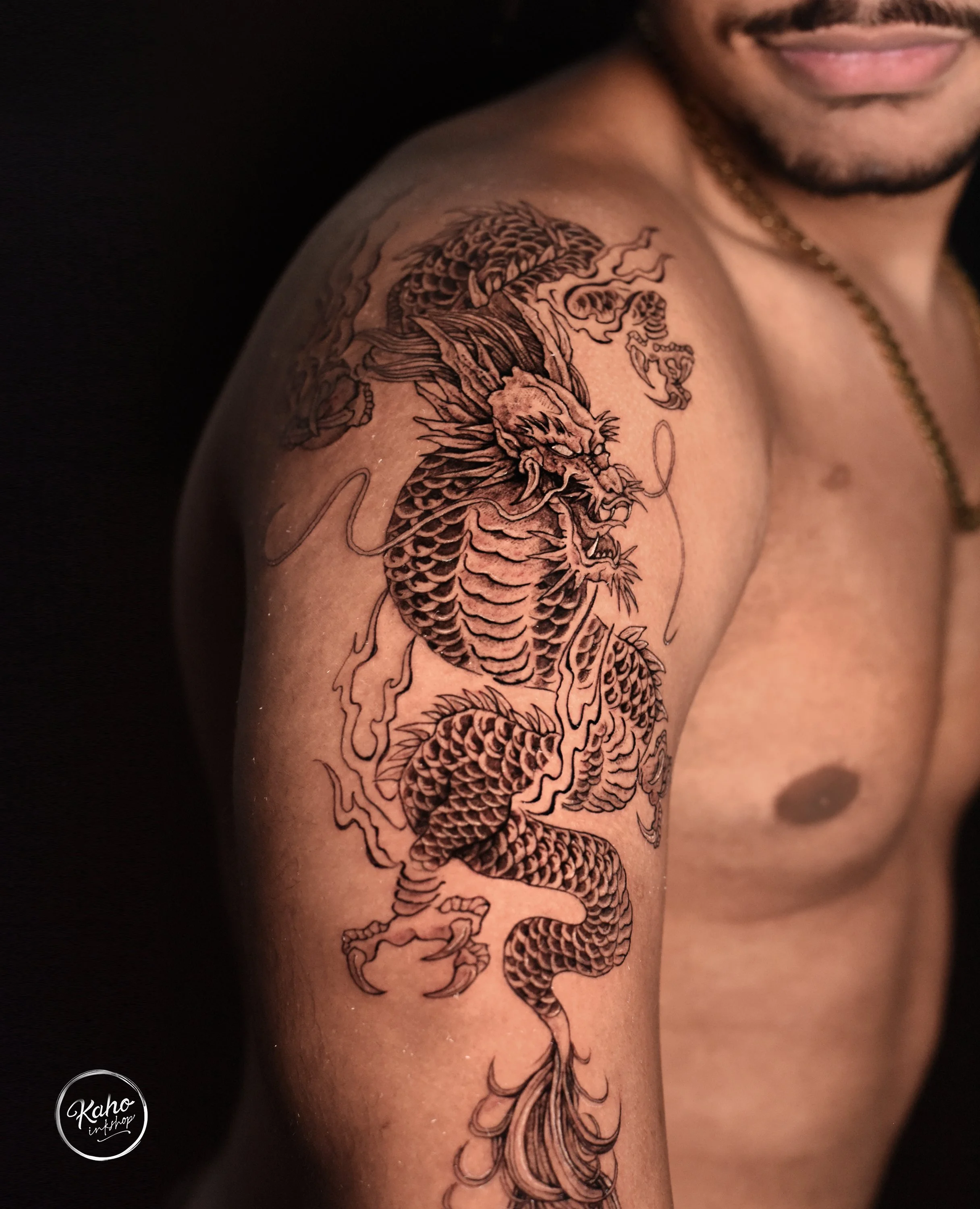 Asian Dragon Tattoo Half Sleeve