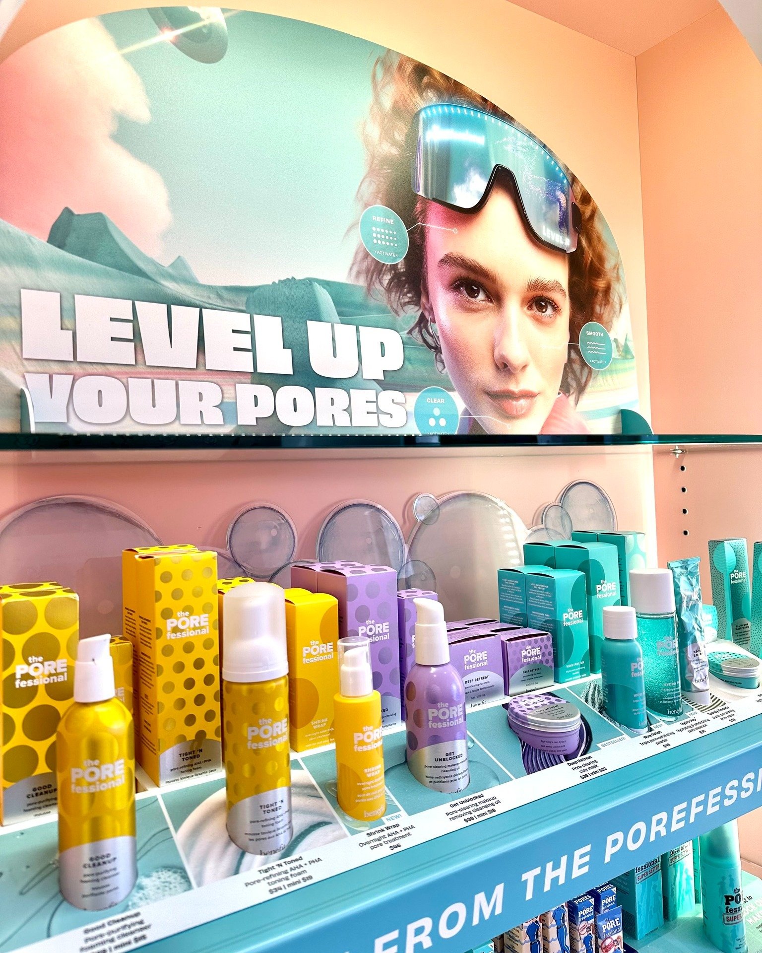 It's time to level up! ⬆️ Join @benefitcosmetics' Pore Care Party on Saturday, April 13 for champagne, trail mix and sparking water while shopping 🛍️💄 Make sure to check out their newest Pore Care products during the Pore Promotion (now through 4/2
