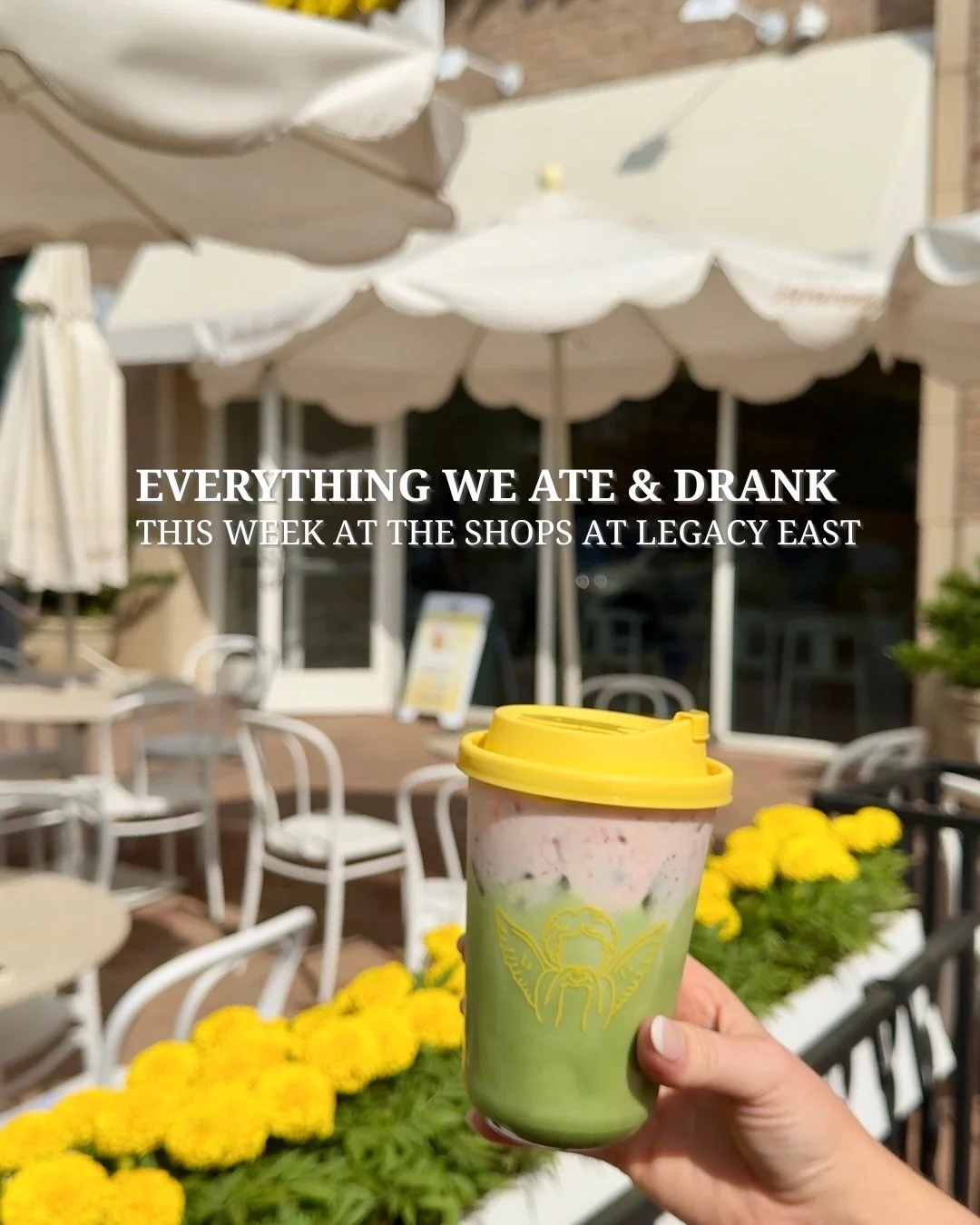 A little bit of everything &mdash; dinner, drinks, and a few happy surprises at The Shops at Legacy East.🍓🥗🍕🥤✨