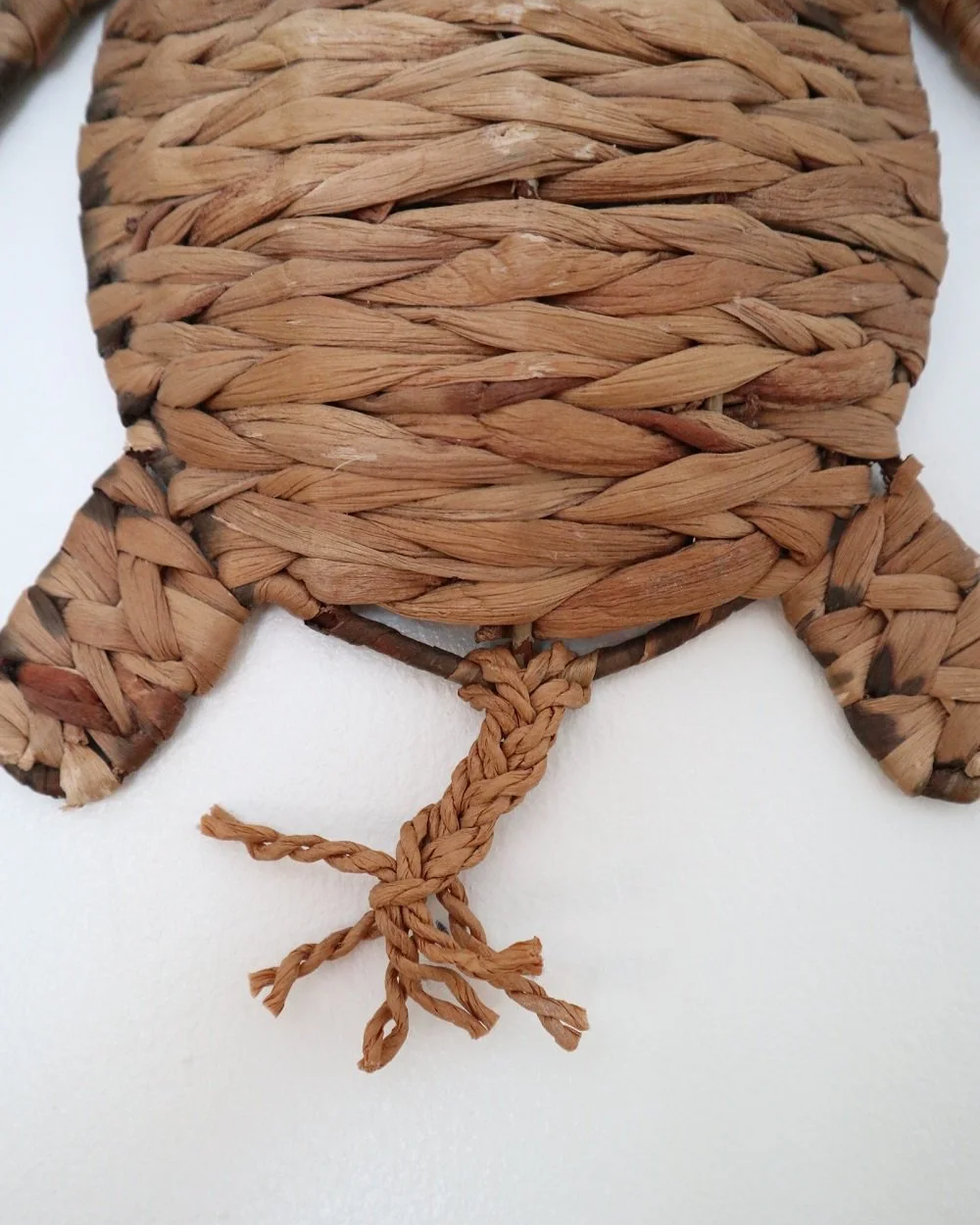 Set of two vintage turtle wall hangings handmade with woven natural water hyacinth.