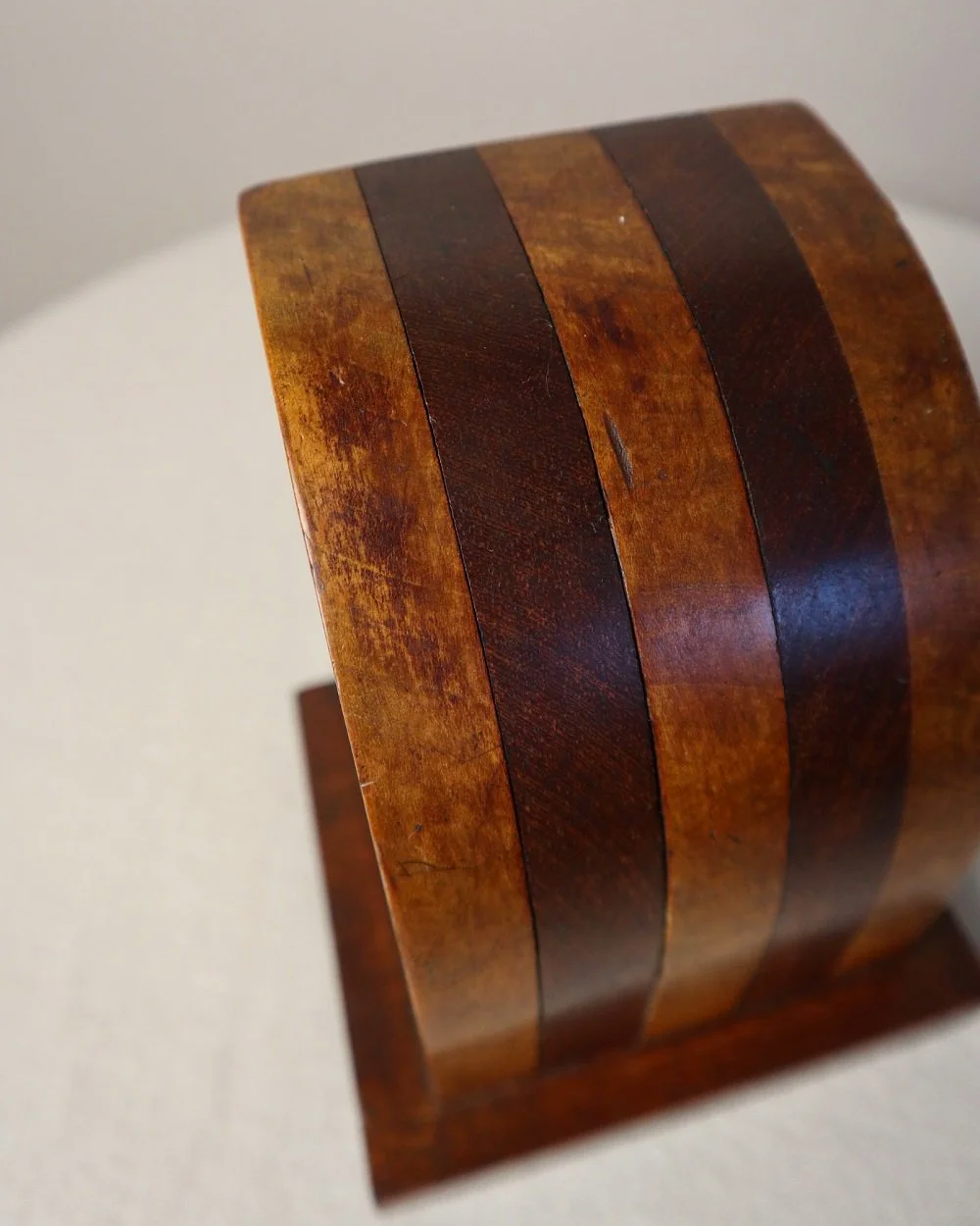 Vintage Art Deco style two tone arched wooden bookends.