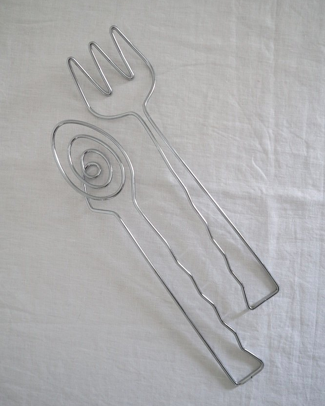 Vintage Modernist style stainless steel salad servers