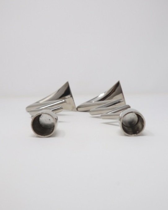Pair of chrome zig zag candlesticks
