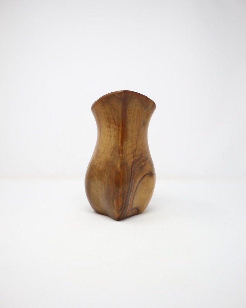Small carved olivewood monoxyl pitcher