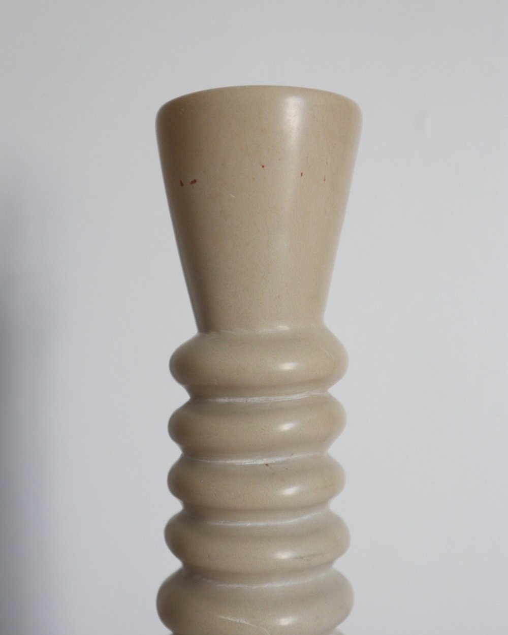 Vintage tall off white ribbed soapstone candleholder