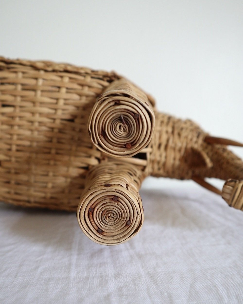Vintage handmade woven rattan elephant.