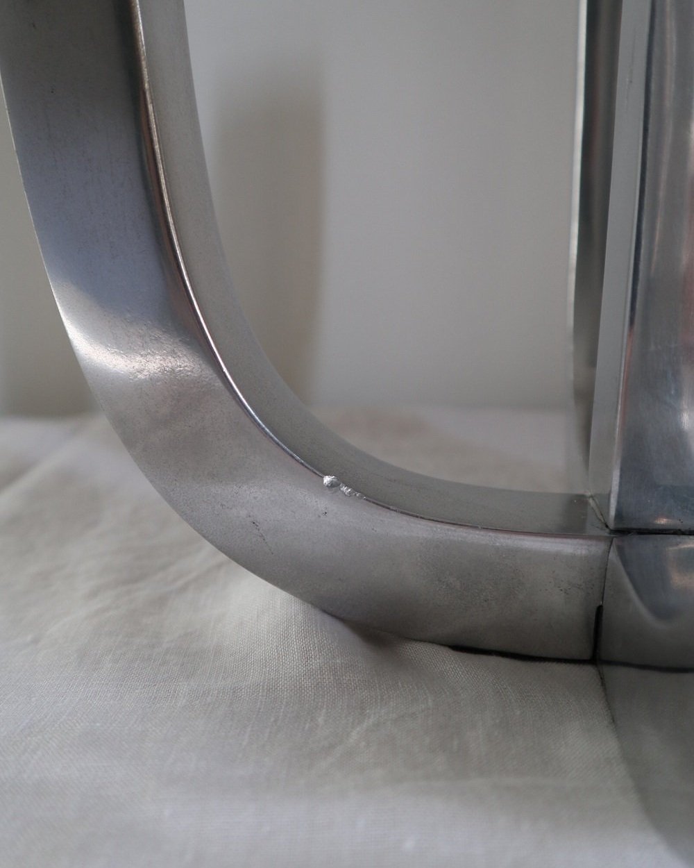 Pair of five arm heavy chrome candelabras.