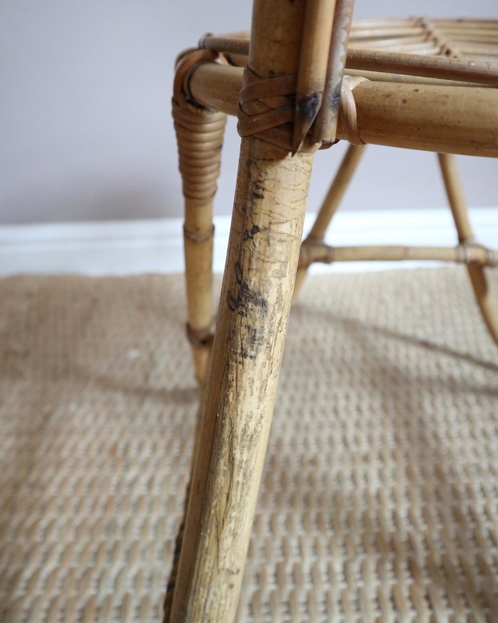 Mid century high backed bamboo and cane chair, circa 1960s.
