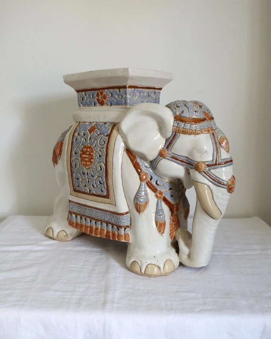 Chinoiserie style ceramic elephant plant stand  Peach Antiques