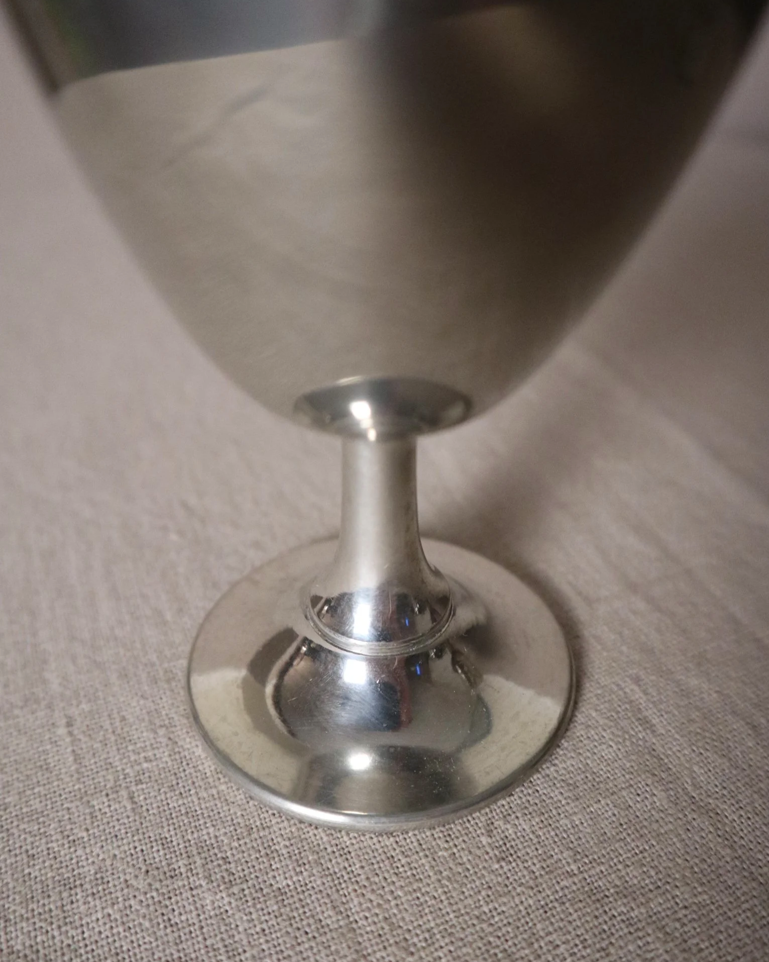 Pair of British P.H. Vogel & Co pewter goblets. Made in England. Circa 1970s.