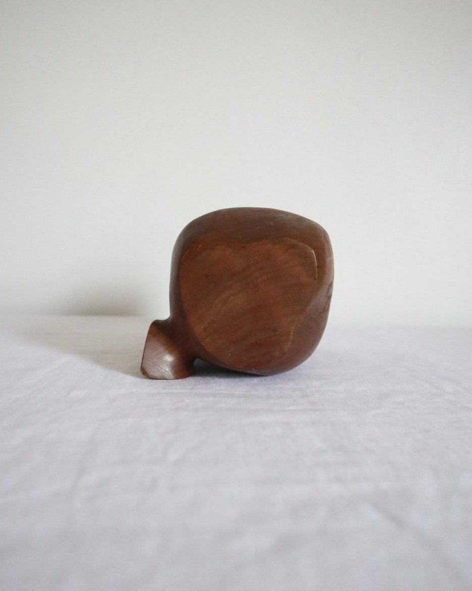 Small sculptural hand carved dark olivewood monoxyl pitcher, circa 1960/70s. In the manner of Alexandre Noll. Unsigned.