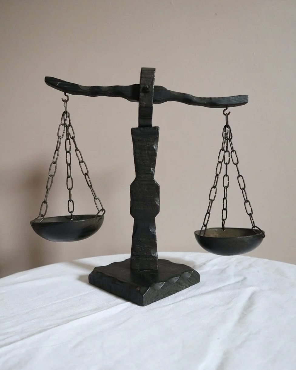 Vintage Spanish rustic wooden scales