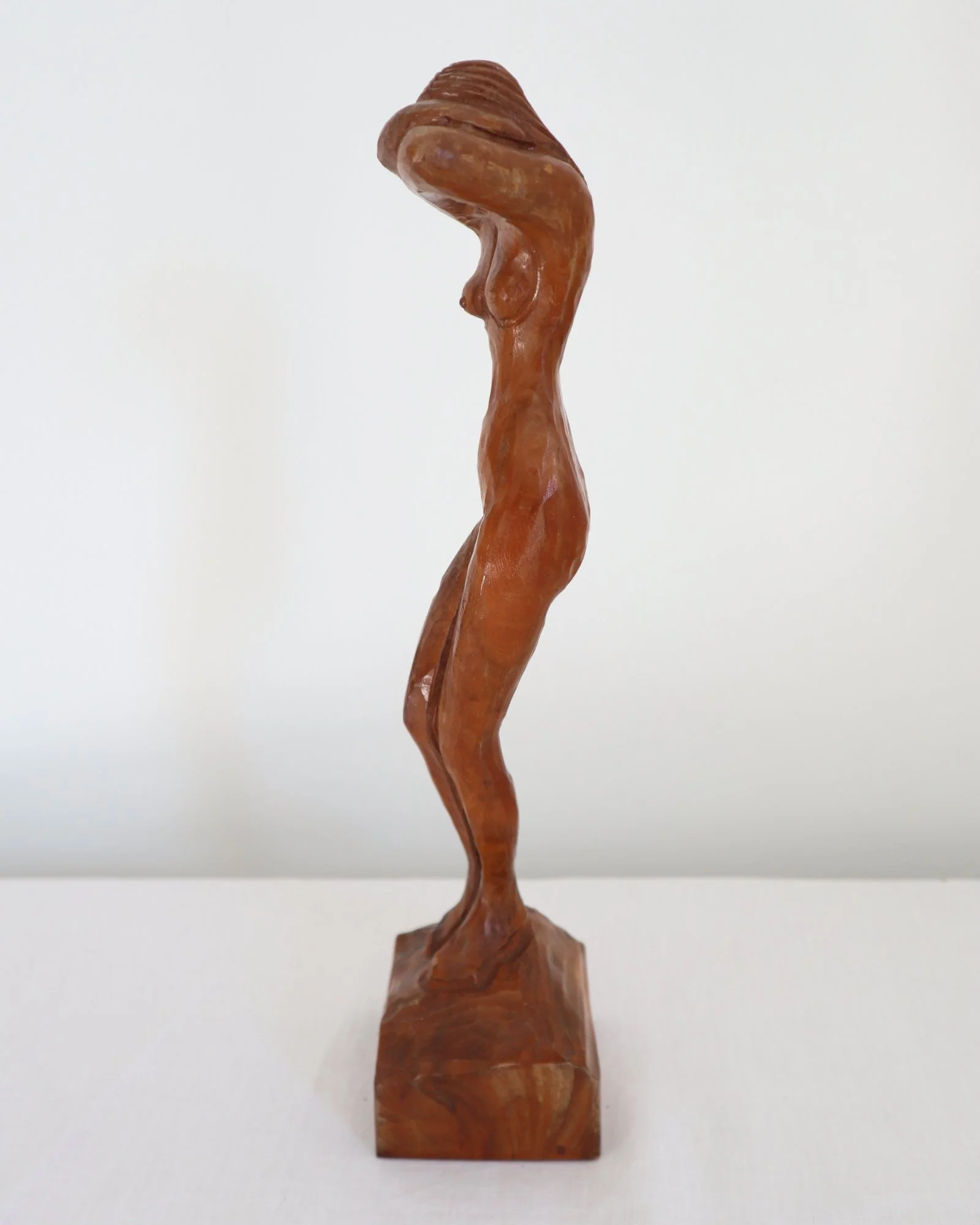 Vintage, hand carved wooden sculpture of female nude.