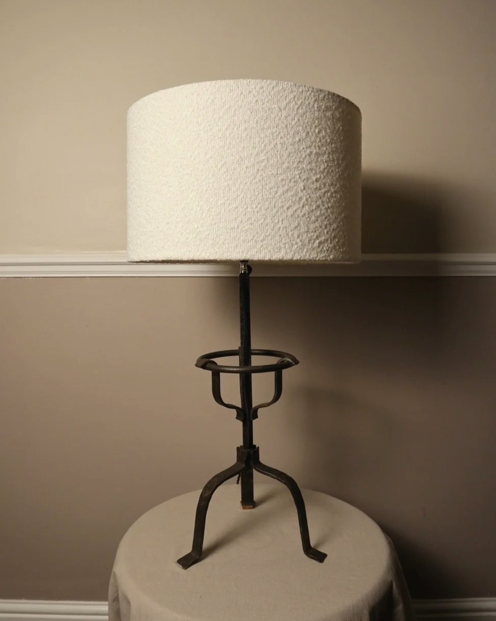 Large Brutalist wrought iron lamp