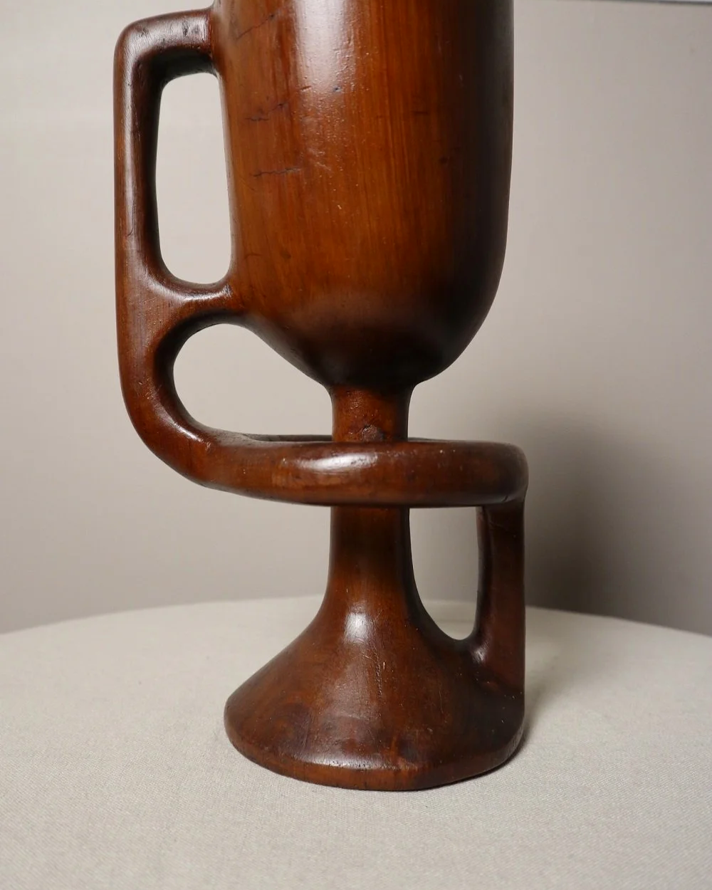 French sculptural carved wooden lamp. Originally circa 1970s
