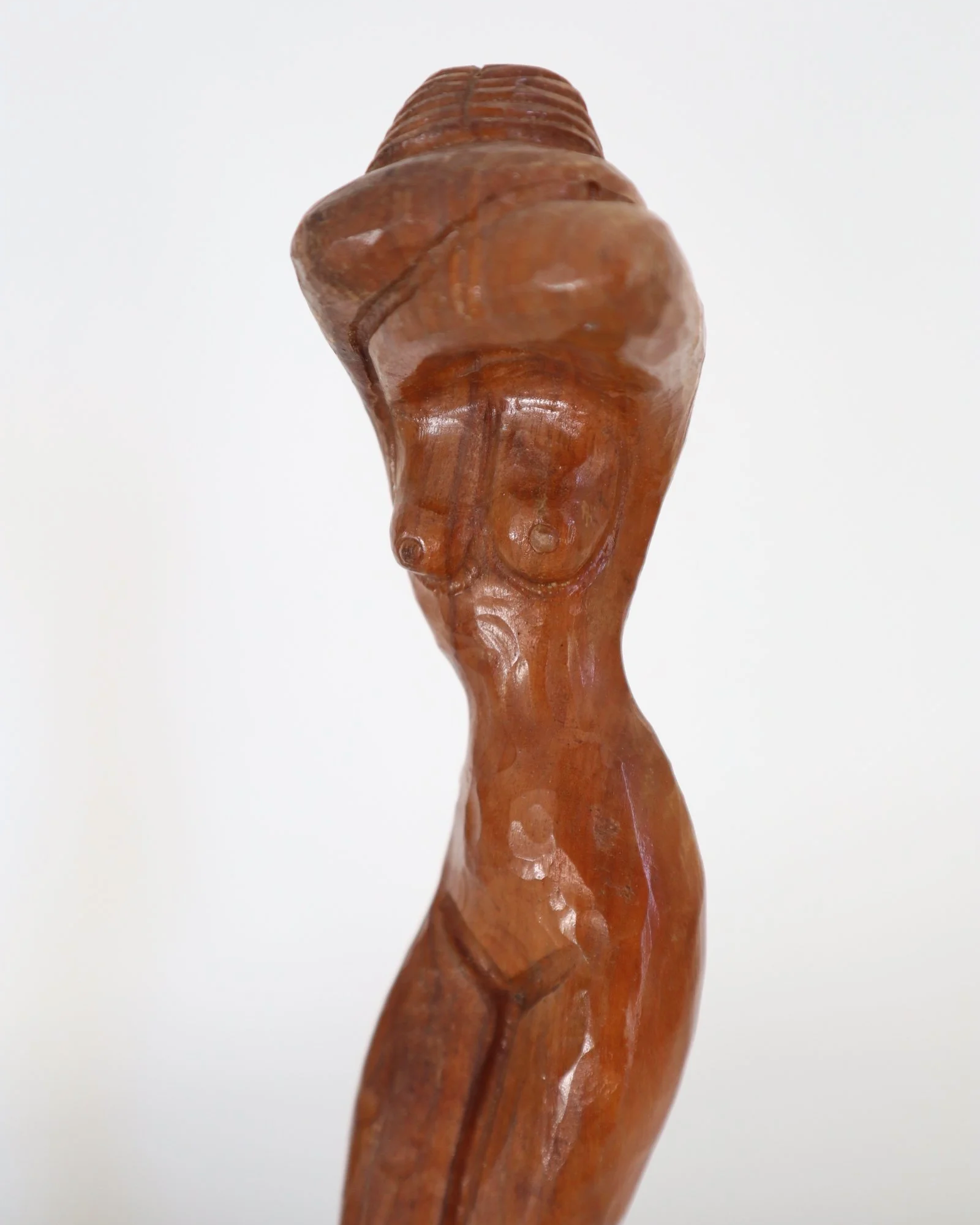 Vintage, hand carved wooden sculpture of female nude.