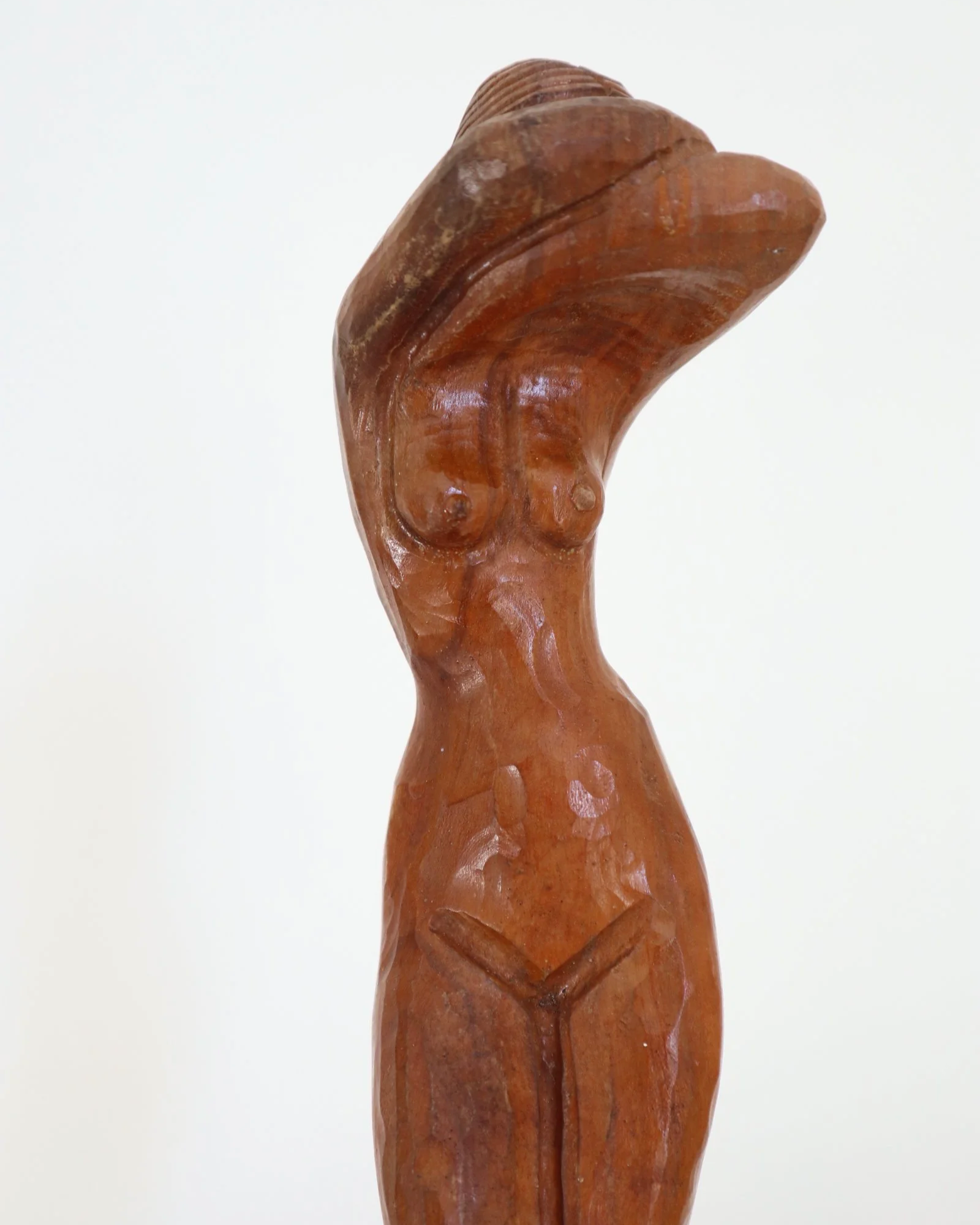Vintage, hand carved wooden sculpture of female nude.