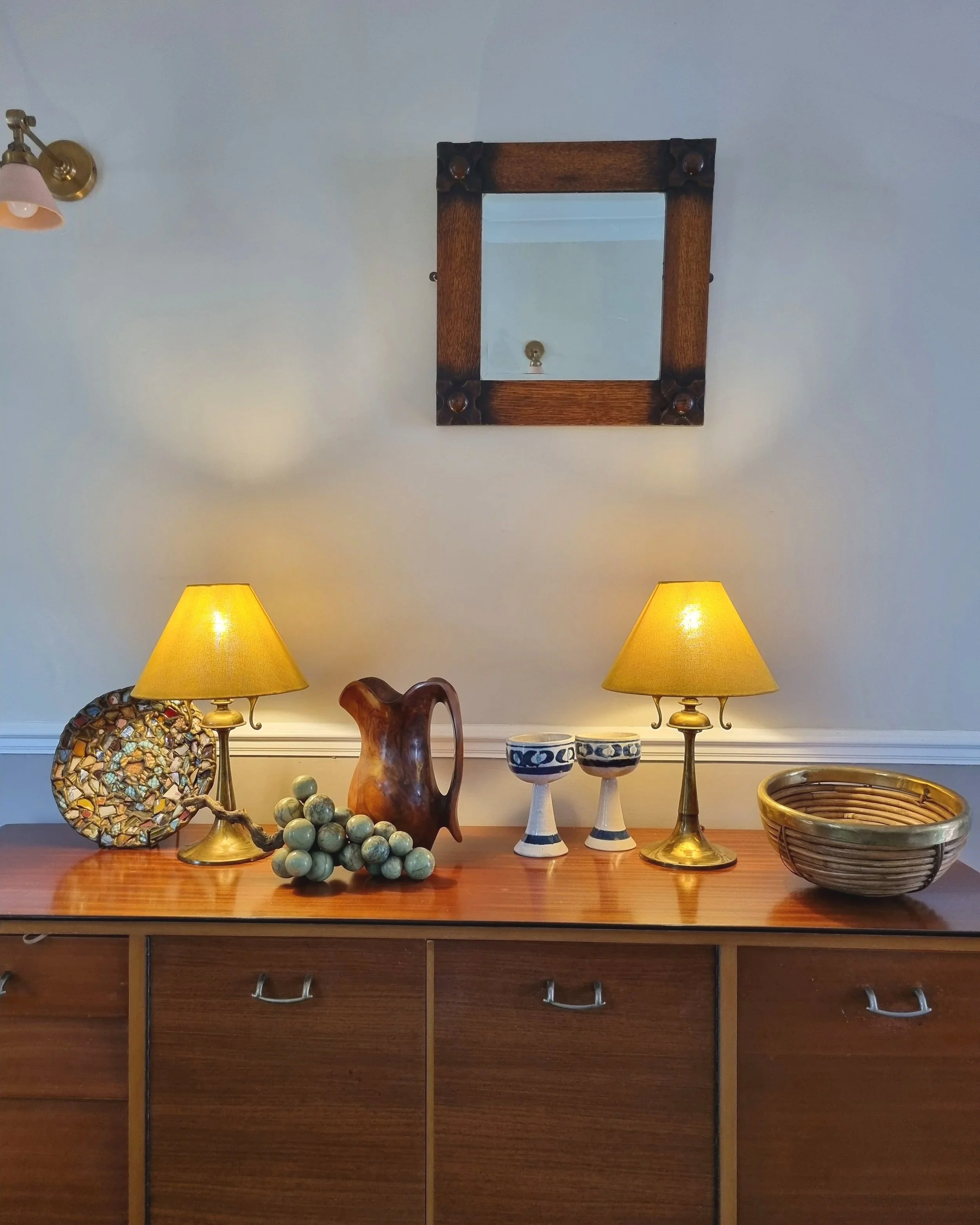 Pair of elegant Art Nouveau style heavy brass table lamps.