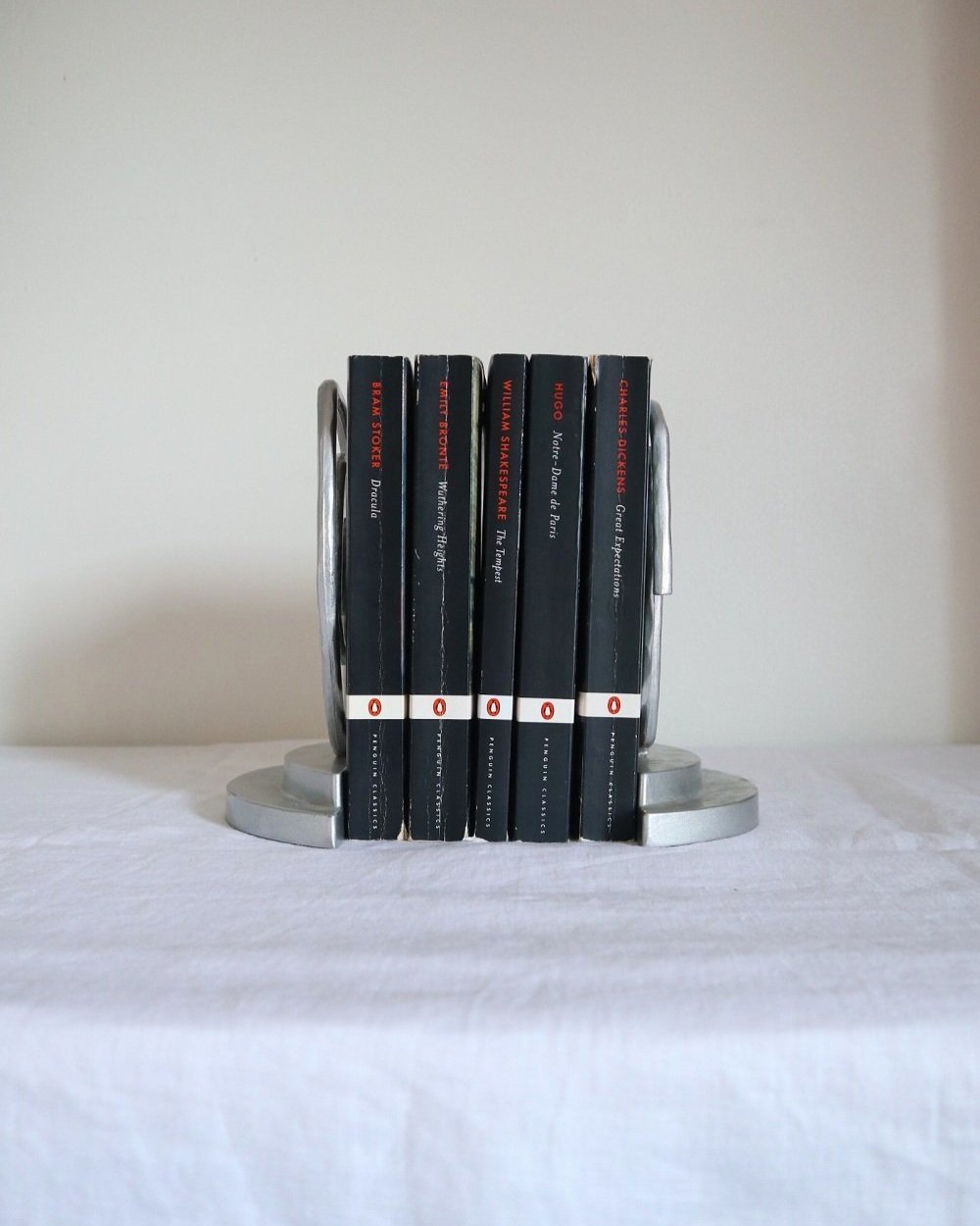 Pair of Postmodern sprayed silver spiral bookends, circa 1990s.