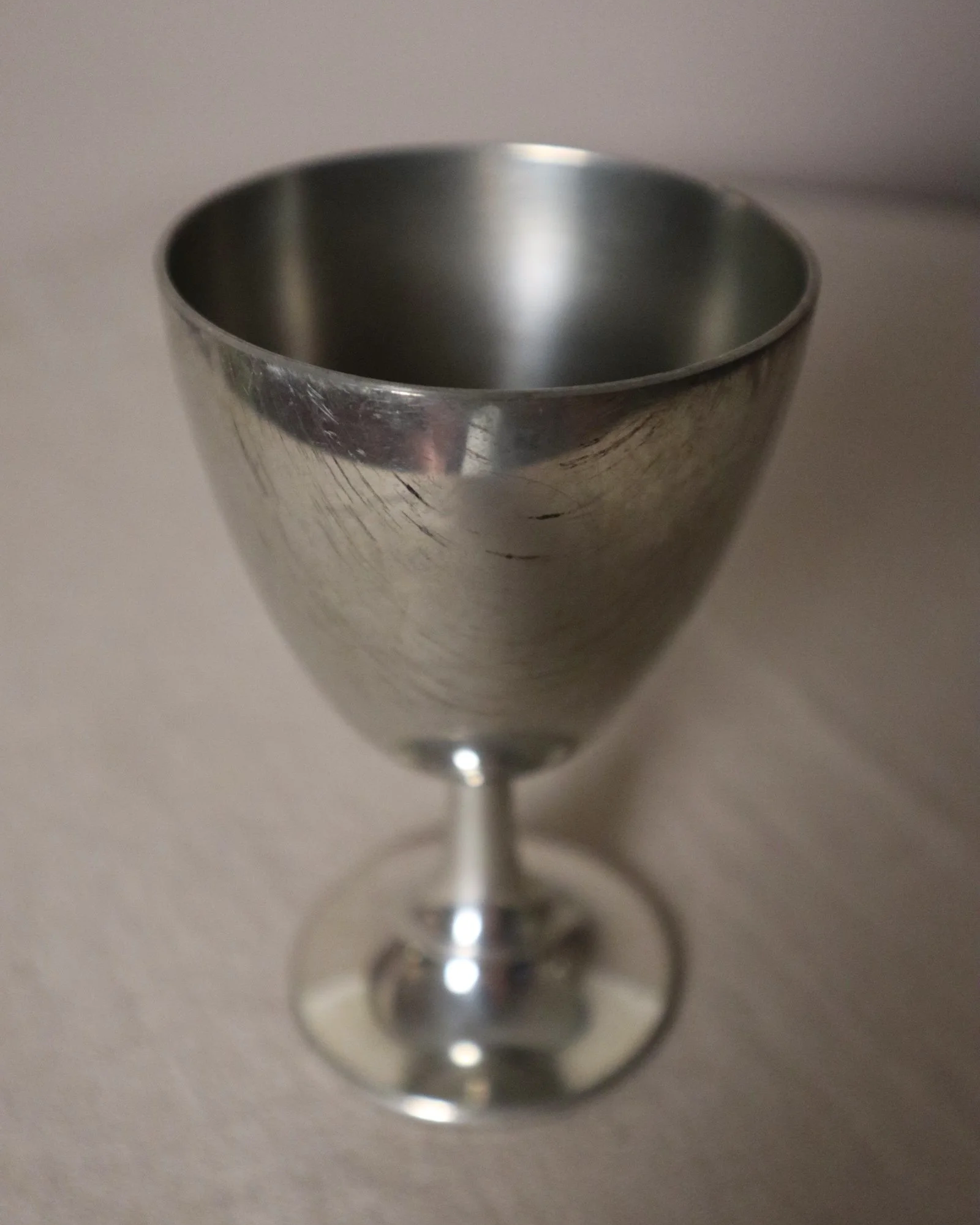Pair of British P.H. Vogel & Co pewter goblets. Made in England. Circa 1970s.