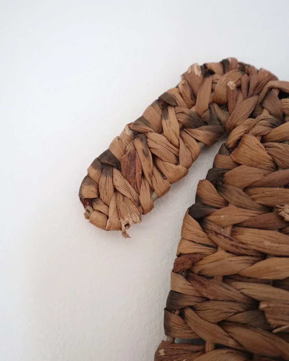 Set of two vintage turtle wall hangings handmade with woven natural water hyacinth.