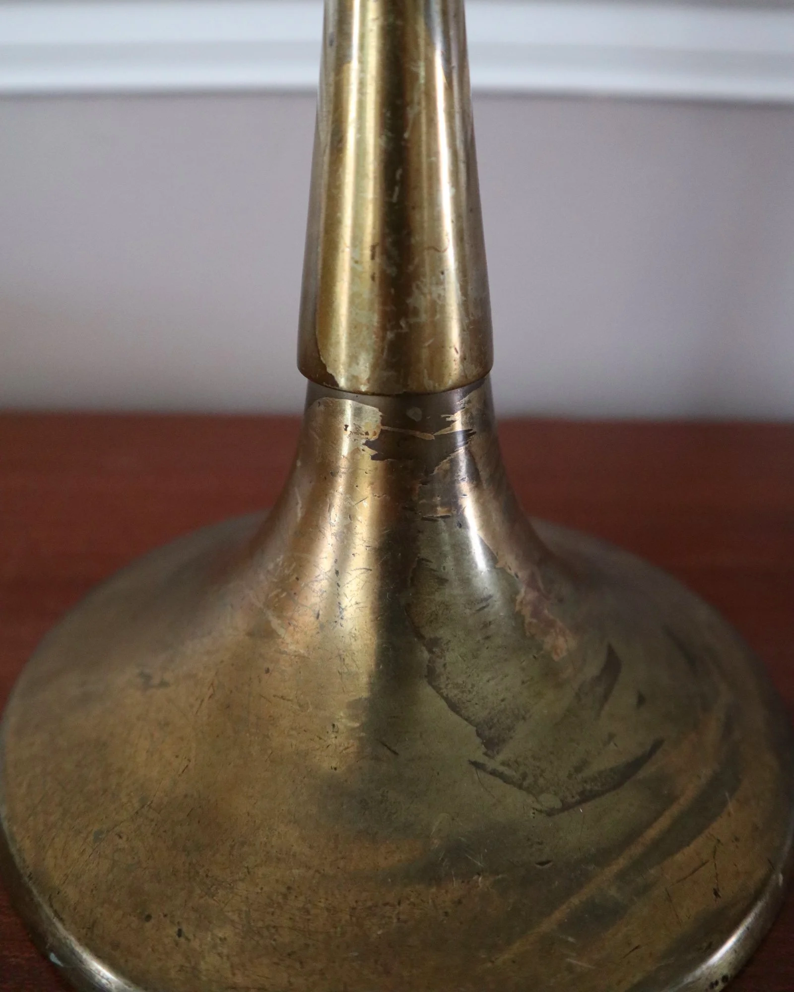 Pair of elegant Art Nouveau style heavy brass table lamps.