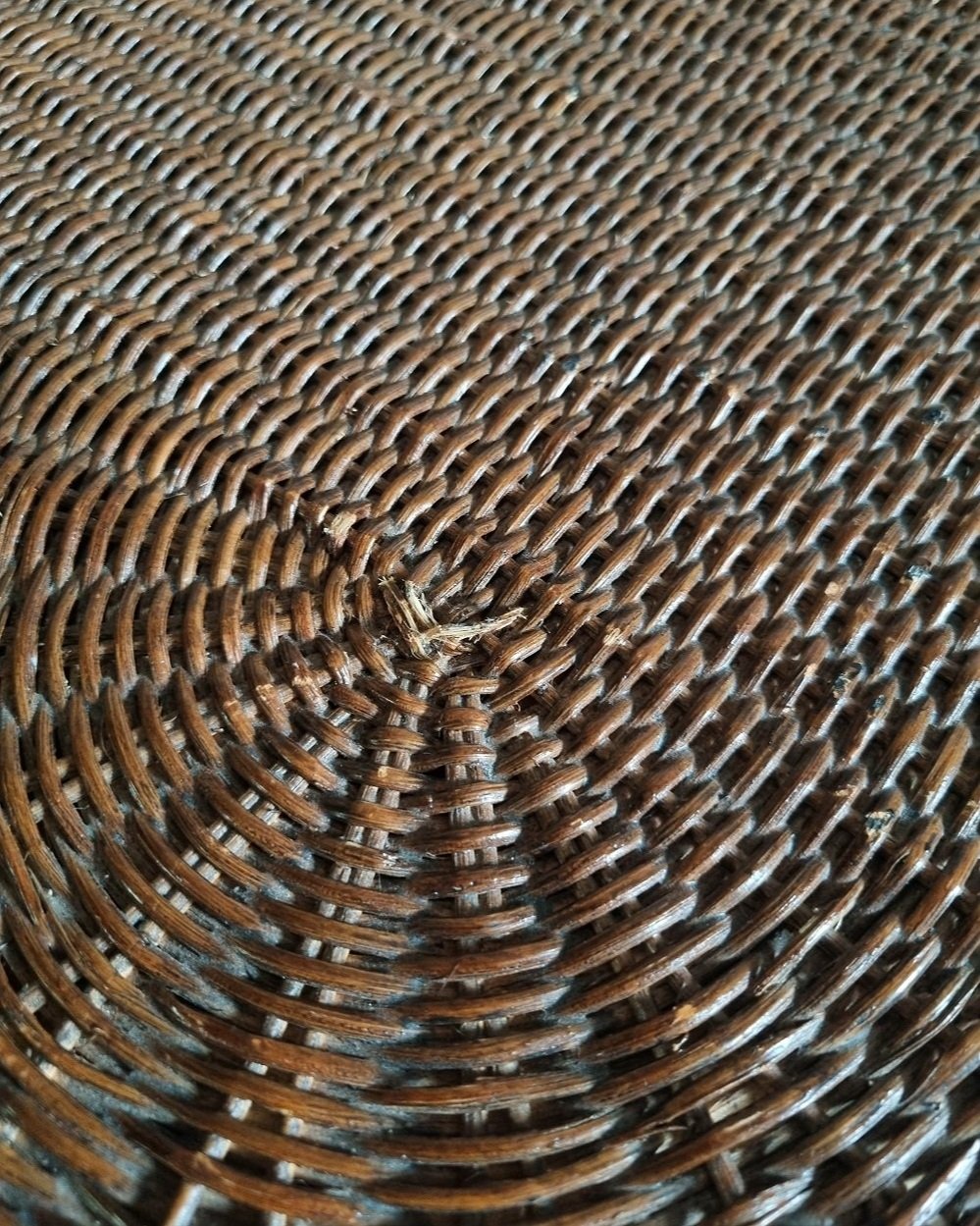 Rare, exquisite trompe l'oeil woven rattan table