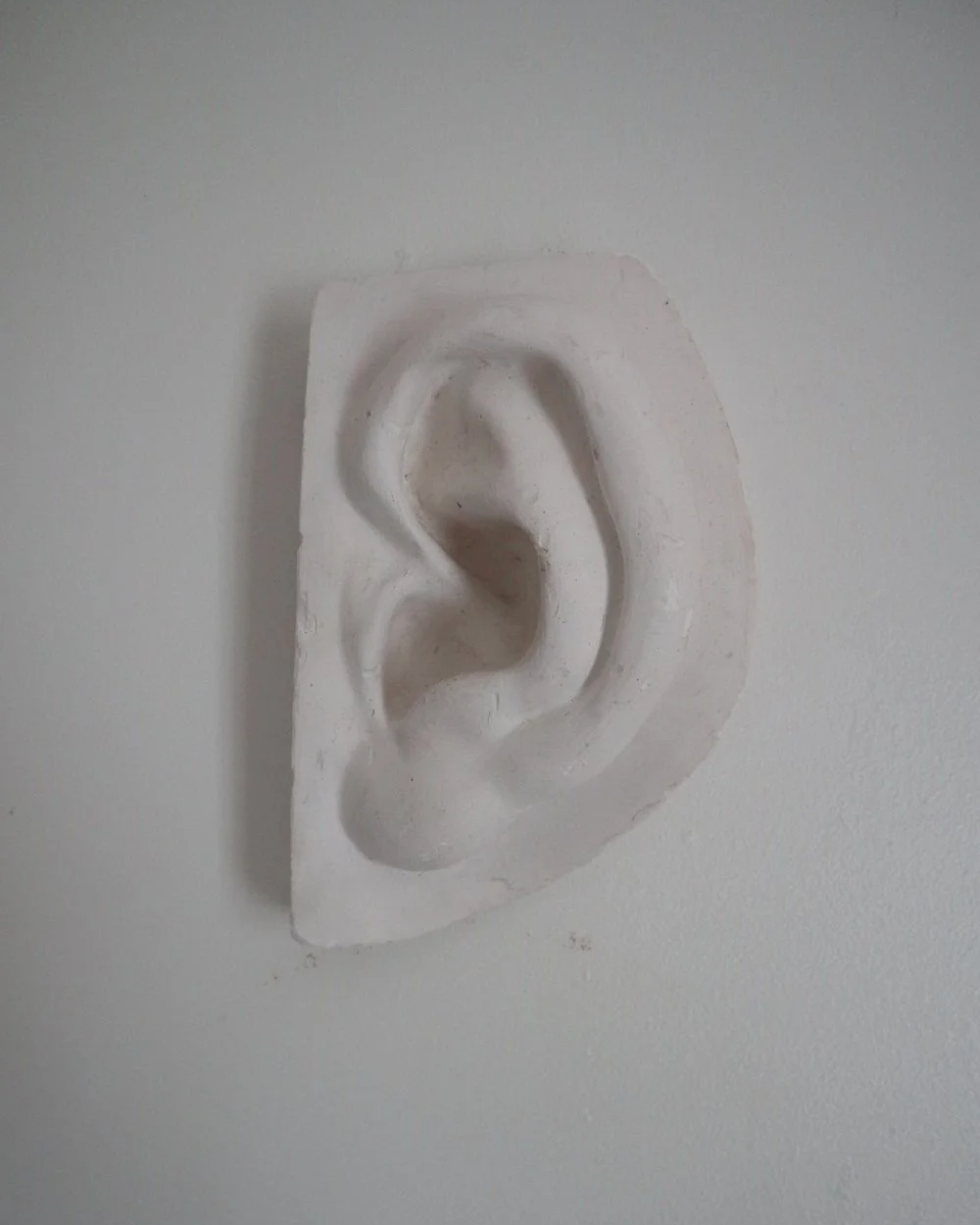 Vintage white plaster cast of David's ear by Michelangelo.