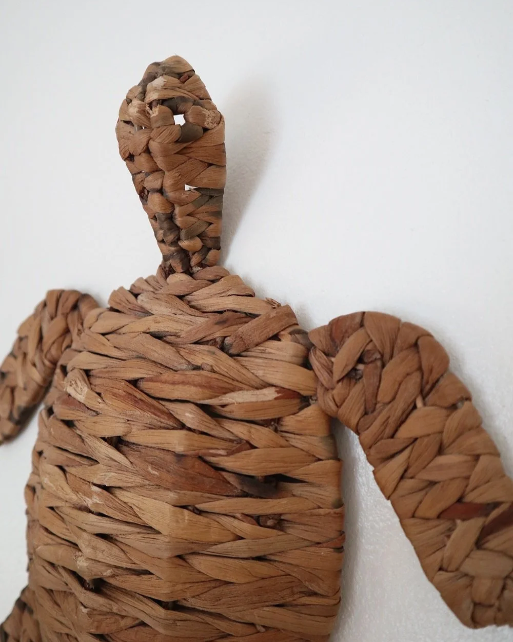 Set of two vintage turtle wall hangings handmade with woven natural water hyacinth.