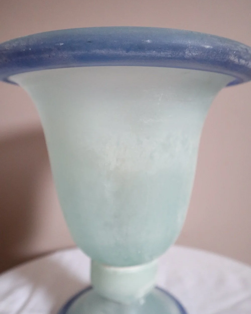 Italian Murano Scavo blue frosted glass table lamp. Circa 1970s.