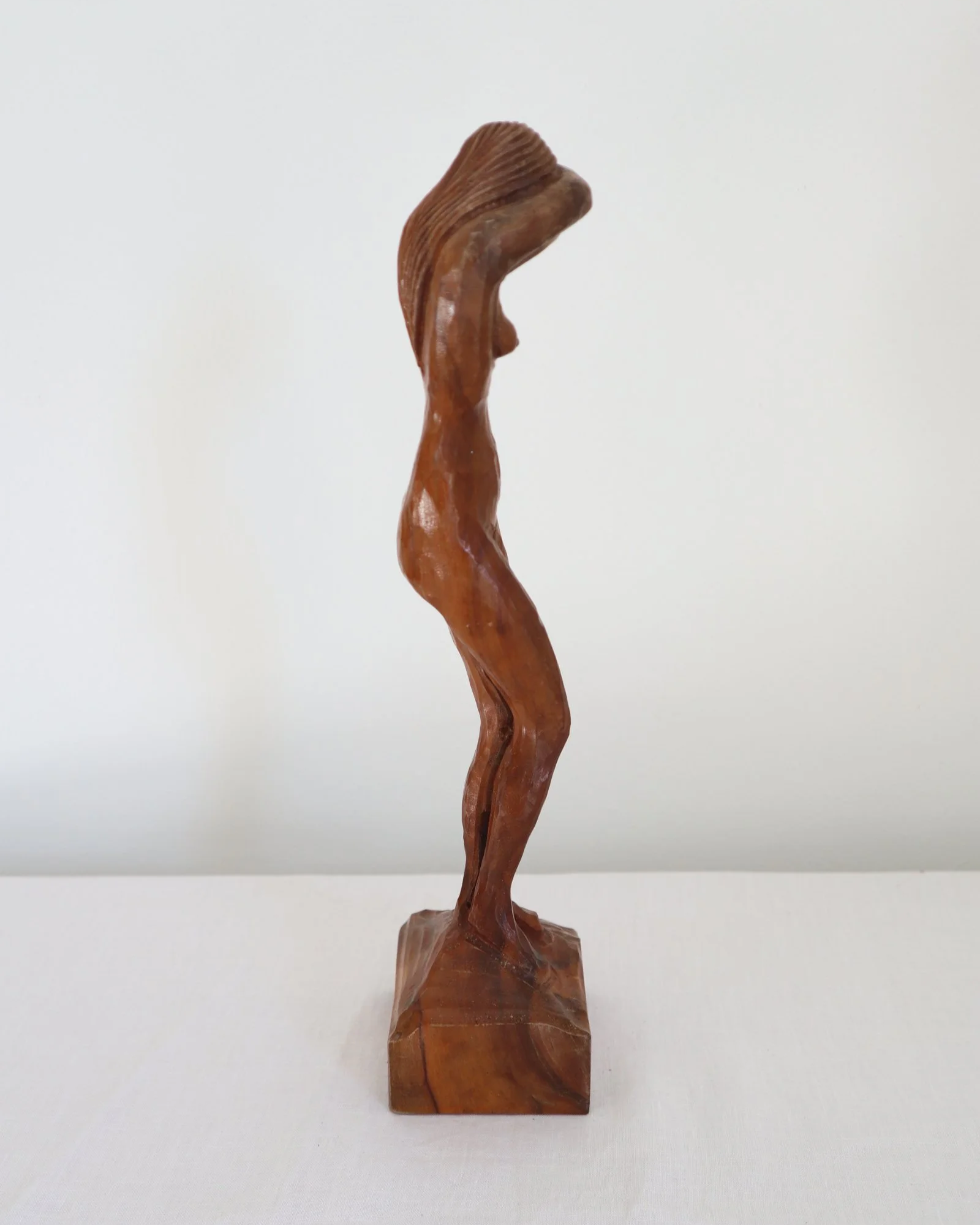 Vintage, hand carved wooden sculpture of female nude.