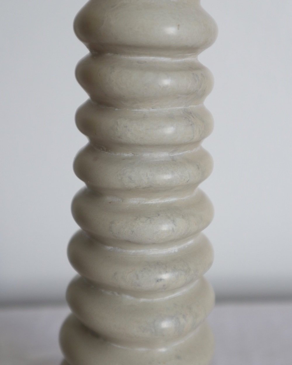 Vintage tall off white ribbed soapstone candleholder