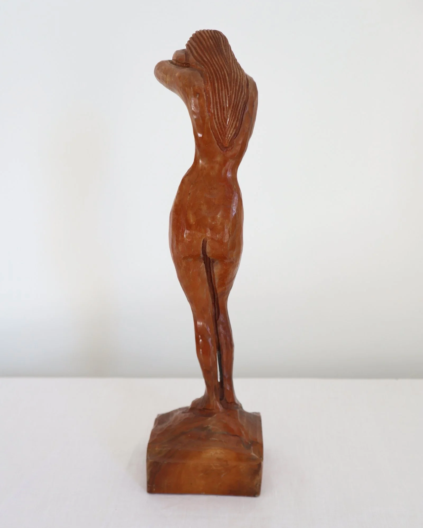 Vintage, hand carved wooden sculpture of female nude.