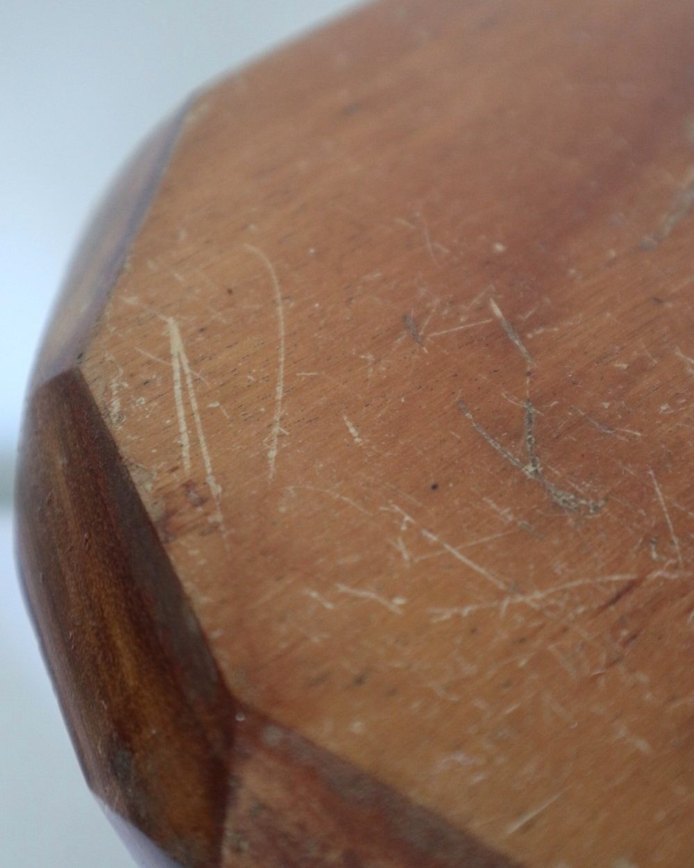 Vintage small rustic folk art handmade wooden stool from Fenterleigh Woodcraft, Tintagel Cornwall, Circa 1940s.