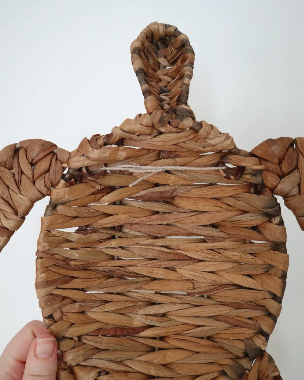 Set of two vintage turtle wall hangings handmade with woven natural water hyacinth.